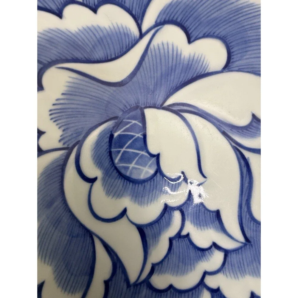 Hiroko Koshino Nikko Japan Blue White Peony Floral Porcelain